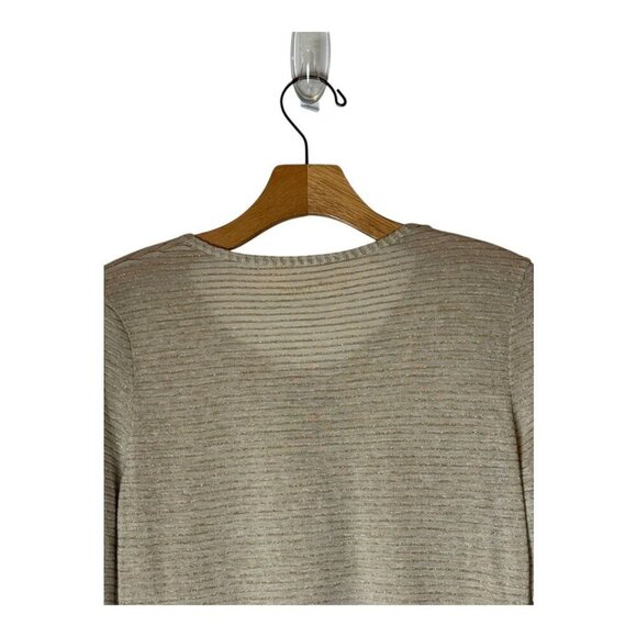 Zadig & Voltaire Shirt Women Medium Gold Metallic Striped Cecilia Henley‎ Tee - Picture 4 of 12